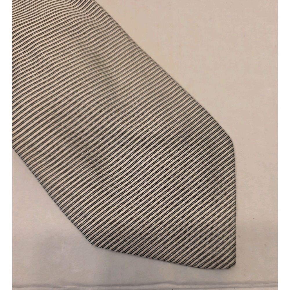 Vintage G.C. Silk tie Made in Italy Silver Striped Custom Clothing of Atlanta